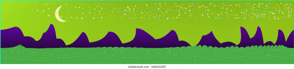 Lime sky, and mountains landscape. Game style panaramic pattern. Concept skinali mesh pattern. Pure glass print fantasy. Horizon, mesh. Old game style.