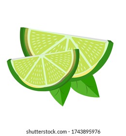 Lime slice, green, lemon, vector graphics, segmented on a white background.