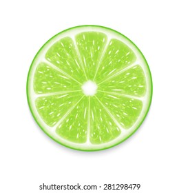 Lime slice isolated on white. EPS10 vector