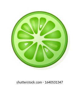 Lime slice on white background. Juicy ripe lime. Vector Illustration.