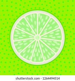Lime slice pop art style background vector cartoon illustration