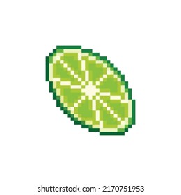 Lime slice vector icon. Pixel art. 8 bit logo for game. eps 10