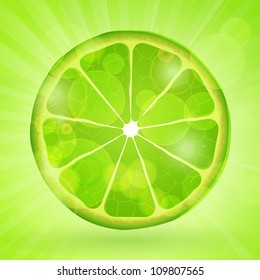 Lime slice vibrant background with green star burst