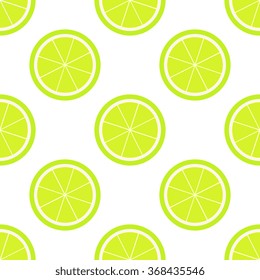 Lime slices flat style - seamless pattern