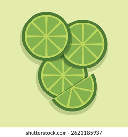 fatias de cal isoladas sobre um fundo verde claro