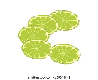 Lime slices on white background