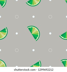 lime slices, seamless pattern. Bright tropical fruits. Vector illustration.
