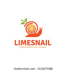 Lime and snail logo. Creative animal logo inspiration. can be used as symbols, brand identity, company logo, icons, or others. Color and text can be changed according to your need.
