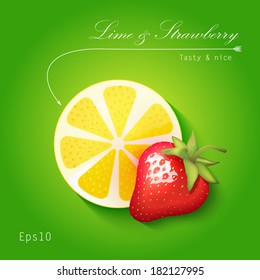 lime & strawberry vector illustration