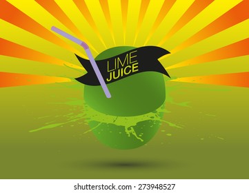 Lime with sun rays abstract vector design