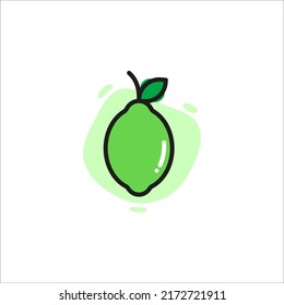 Arte vectorial de cal. Icono de limón arte simple sobre fondo blanco.