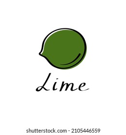 Lime vector cartoon flat illustration. Citrus sign. Fruit and vegetable logo