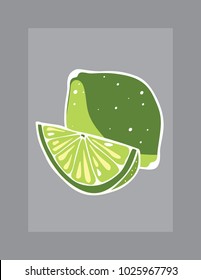 Lime vector illustration with white outline on grey background