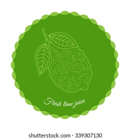 Lime vector label for juice.Nature lime logotype. Fruits. Stock vector 