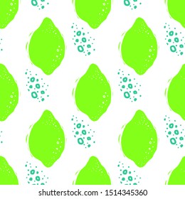 Lime vector seamless pattern. Seamless vector pattern with lime on light background. Vector fruit lime background. Lime vector seamless pattern.