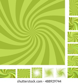 Lime vector spiral design background set. Different color, gradient, screen, paper size versions.