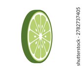 Lime Vertical Half Slice Icon Illustration Containing sliced citrus fruit, juicy lime section, and fresh produce