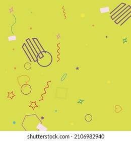 Ilustración de la estrella Lime Violet Zigzag Blue Square Pastel Oval. Rojo Verde Multicolor Anillo poligonal Púrpura Naranja Simple Hipster Art. Rectángulo Amarillo Sencillo Corazón Estrellas Geometría Rosa Ilustración.