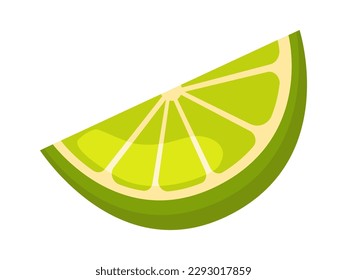 Lime wedge fruit flat illustration Citrus fruit design element. Vector illustration