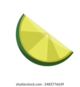Lime wedge fruit flat illustration Citrus fruit design element on white.