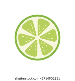 Ícone de cunha de limão em um esquema simples de cores verde e branco