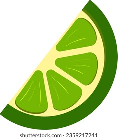 Lime wedge on green background