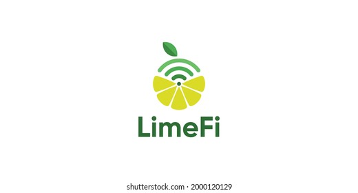 Lime With Wifi Technology Logo Design Template