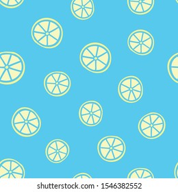 Limeade Lime Seamless Vector Pattern Tile. Green Limes Cut in Half into Round Slices Arranged on Yellow-Green Background. Lemonade Stand Summer Party Decoration. Food Packaging Design. Swatch Included