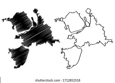 Limerick City (Republic of Ireland, Munster) map vector illustration, scribble sketch City of Limerick map