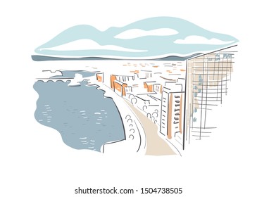 Limerick Irland Europe vector sketch city illustration line art
