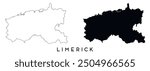 Limerick map outline and black silhouette vector