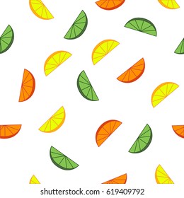 Limes and lemons on the white background. Flat vector illustration
