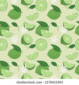 Limes Seamless pattern. Summer juice background. Vector illustration in trendy flat style