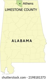 Limestone County And City Of Athens Location On Alabama State Map