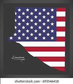 Limestone county map of Alabama USA with American national flag illustration