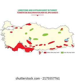 Limestone and gypsum karst (Limestone and gypsum) found in Turkey