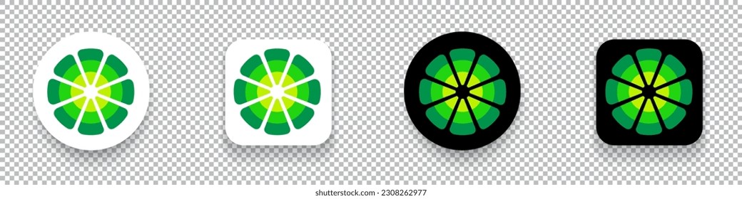 LimeWire (LMWR) crypto currency logo symbol set isolated on transparent background vector