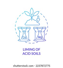 Liming of acid soils blue gradient concept icon. Calcium and magnesium. Source of agricultural productivity abstract idea thin line illustration. Isolated outline drawing. Myriad Pro-Bold font used