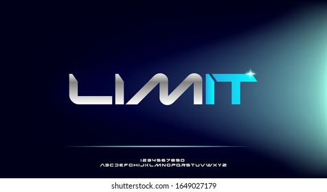 Limit, an Abstract technology futuristic alphabet font. digital space typography vector illustration design