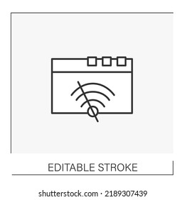  Limit Access Line Icon. No Internet Connection. Limited Wifi Signal On Browser Page. Web Service Concept. Isolated Vector Illustration. Editable Stroke