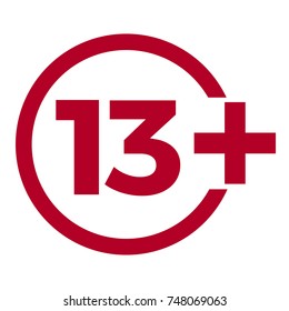 Limit age icon on red background. Icons age limit vector flat illustration.