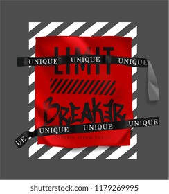 limit breaker slogan win black unique tape