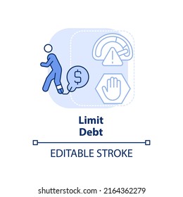 Limit Debt Light Blue Concept Icon. Additional Step To Risk Management Abstract Idea Thin Line Illustration. Isolated Outline Drawing. Editable Stroke. Arial, Myriad Pro-Bold Fonts Used