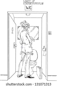 Limit of emancipation concept. Illustration of conceptual approach in the woman's world without borders of man.