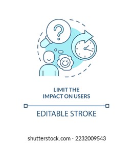 Limit impact on users turquoise concept icon. Better release management process tip abstract idea thin line illustration. Isolated outline drawing. Editable stroke. Arial, Myriad Pro-Bold fonts used