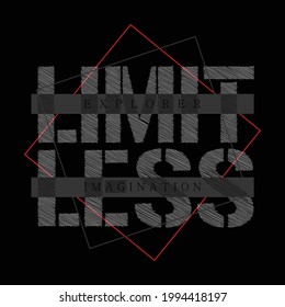 Limit Less Slogan Stylish Abstract Typography Graphic T shirt Stock Vector Illustration Design