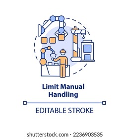 Limit manual handling concept icon. Lifting objects. Preventing common accidents tip abstract idea thin line illustration. Isolated outline drawing. Editable stroke. Arial, Myriad Pro-Bold fonts used