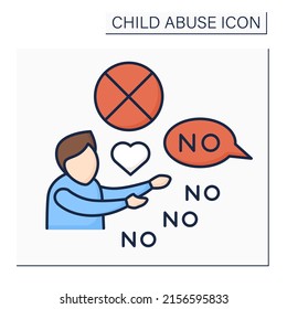 Limit Physical Contact Color Icon. Avoiding Love Shows, Communication With Child. Psychological Abuse.Child Abuse Concept. Isolated Vector Illustration