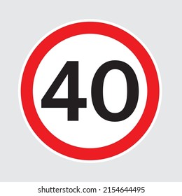 Limit speed sign for car. Set of road sign with restriction of speed of 40
