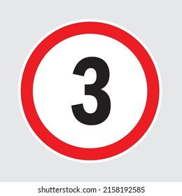 Limit speed sign for car. Set of road sign with restriction of speed of 3